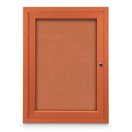 United Visual Products Slim Enclosed Corkboard, 11"x13-1/2", Satin Alum Frame/Cobalt UVEB1113-SATIN-COBACC